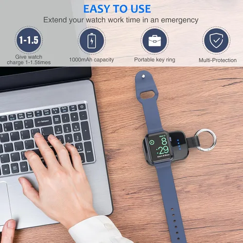 Vista 2 de i.VALUX Cargador inalámbrico portátil para Apple Watch Series 11/10/9/8/Ultra/7/6/5/4/3/2/SE, cargador magnético compacto para iWatch de 1000mAh