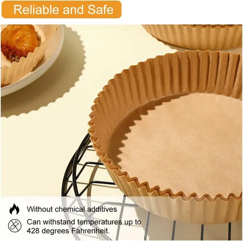 Vista 3 de Forro de papel desechable para freidora de aire, 100 forros desechables antiadherentes para freidora de aire, papel de hornear para freidora