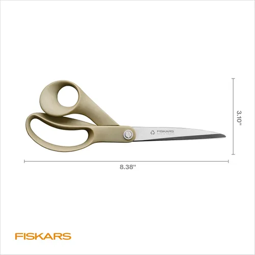 Vista 6 de Fiskars Tijeras de tela reciclada de 9 pulgadas - Tijeras de artesanía sostenibles y afiladas para costura - Corte de tela - Beige