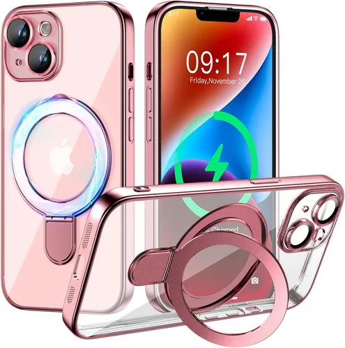 Vista 10 de Funda magnética para iPhone 14 Pro con soporte invisible [compatible con MagSafe] [protector completo de lente de cámara]
