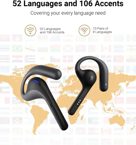 Vista 2 de Timekettle W4 Pro - Audífonos intérprete AI, traducción bidireccional de voz en tiempo real, más de 50 idiomas, traductor Bluetooth de video