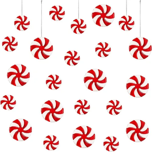 Vista 5 de 30 adornos colgantes de bastón de caramelo para árbol de Navidad, adornos colgantes de menta para Navidad, manualidades, fiestas, suministros