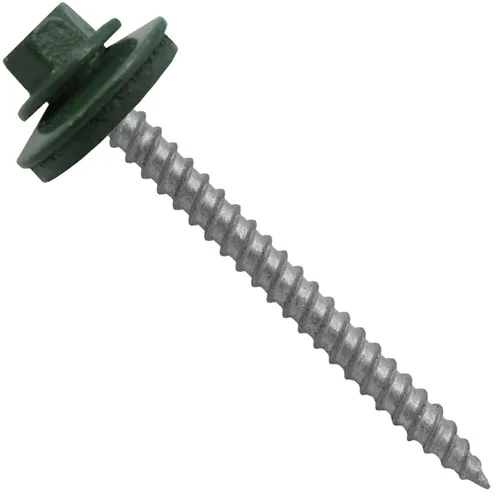 Vista 20 de 12 tornillos para techos de metal gris ABC de 2-1/2 pulgadas, cabezal de arandela hexagonal, arranque automático/roscado, arandela EPDM. 1 bolsa