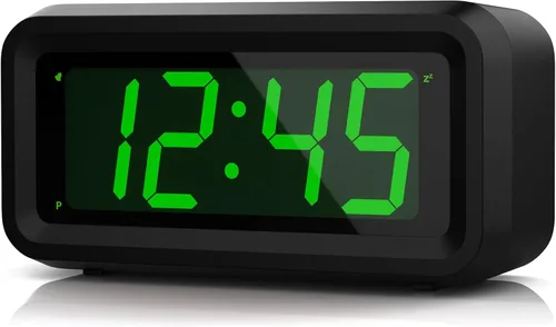 Vista 8 de KWANWA Reloj despertador para niños, LED blanco, batería, modo nocturno automático, 12 horas/24 horas, pequeño, viajes, mesita de noche, montaje