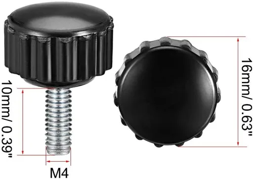 Vista 2 de uxcell Perillas de sujeción moleteadas con rosca métrica macho M4 x 0.394 in, tornillo de agarre para pulgar, tipo perno de mango de sujeción manual