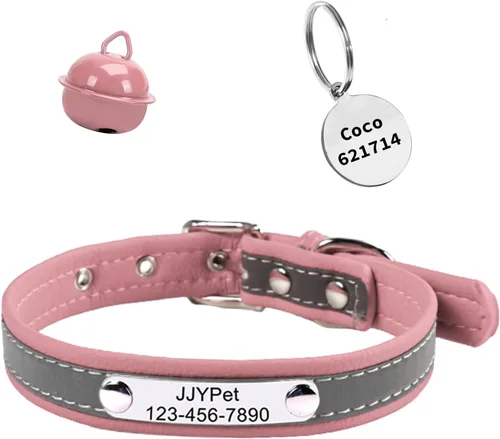 Vista 13 de Collares reflectantes personalizados para gatos con etiqueta de nombre y chapado, collar de gato personalizado grabado con nombre y teléfono, collar