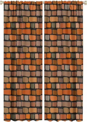 Vista 19 de Cortinas opacas para pared de ladrillo, rústicas, para pared de ladrillo, naranja y rojo, impresión artística para sala de estar, dormitorio