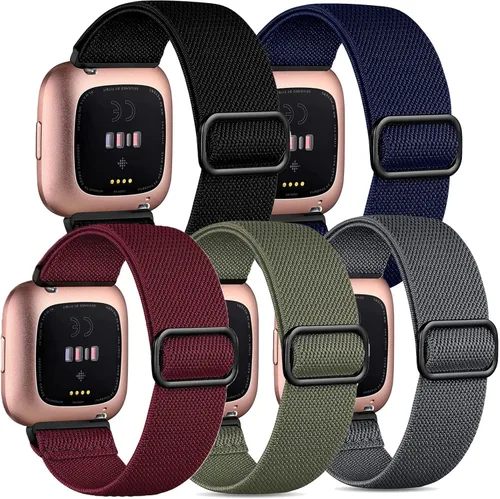 Vista 9 de Attbbon Banda elástica compatible con correas Fit Bit Versa/Fit Bit Versa Lite, correas deportivas de nailon elástico transpirables y ajustables
