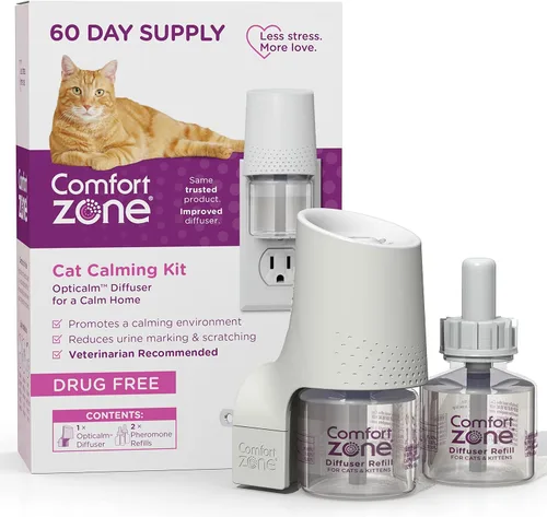 Vista 10 de Comfort Zone Kit de inicio de 30 días: 1 difusor calmante para gatos y 1 recarga; las feromonas para gatos ayudan a la ansiedad; reducen el estrés