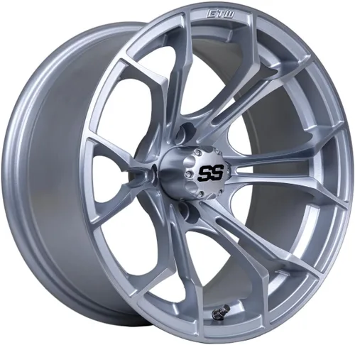 Vista 21 de GTW Spyder - Rueda de aluminio para carrito de golf de 12 pulgadas 12x7 4-4 pernos desplazamiento de 3:4 (azul/negro)