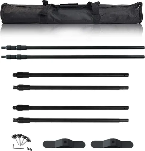 Vista 6 de AkTop Kit de Soporte de Banner Telón de Fondo Resistente de 8x8 pies, Escalón de Fotografía Ajustable y Soporte de Repetición para Fiestas, Fondo