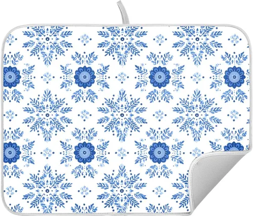 Vista 45 de Tapete de secado de platos de hojas de otoño y girasol, almohadilla absorbente de secado rápido, protector para encimera de cocina, 16 x 18 pulgadas
