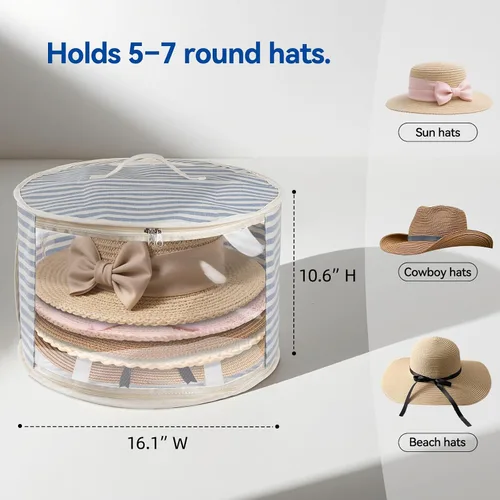 Vista 6 de Bolsa Organizadora de Sombreros ComfortKeeper de 1 Paquete con Ventana Transparente, Capacidad para hasta 7 Sombreros, Organizador de Sombrero