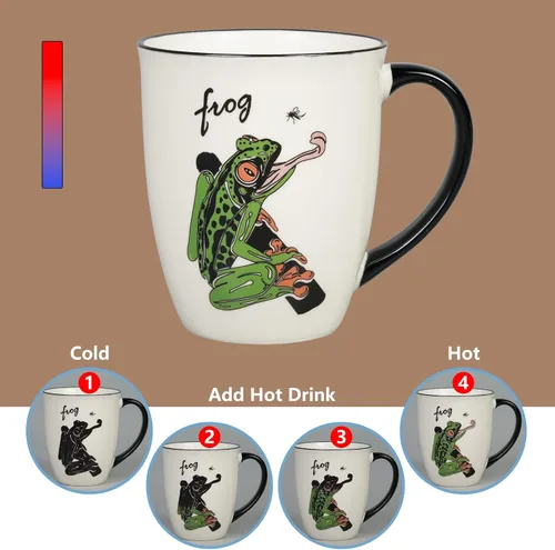 Vista 3 de Taza de cerámica que cambia de calor, taza de café divertida para mamá, papá, taza de té de porcelana, regalos para hombres y mujeres, cumpleaños