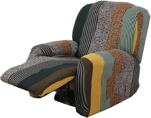 Vista 21 de KRFOONN Fundas elásticas para sillón reclinable con estampado, fundas para sillas reclinables de 4 piezas, fundas para sillón reclinable Lazy Boy