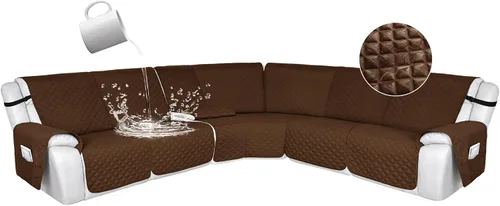 Vista 24 de HDCAXKJ Fundas de sofá seccional reclinable 100% impermeable, forma de L, funda de sofá reclinable lavable acolchada suave para mascotas, perro