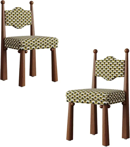 Vista 13 de Wooden Dining Room Chairs, Linen Fabric Dining Chairs Set, Accent Chairs with Backrest, Medieval Armless Makeup Chair, for Kitchens, bedrooms color1