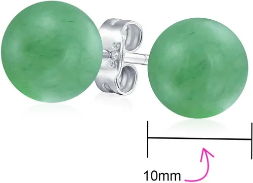 Vista 21 de Aretes grandes de plata de ley 925 con piedras preciosas naturales de 0.394 pulgadas para mujeres y adolescentes, variedad de piedras de nacimiento