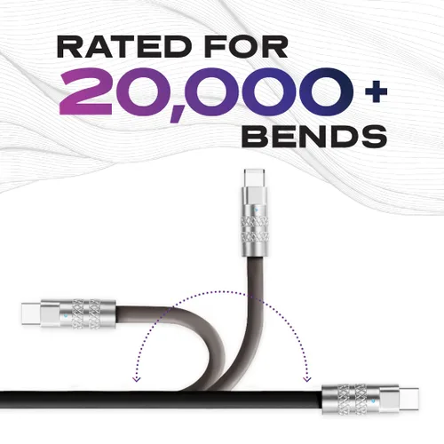 Vista 5 de Statik TsumoCharge - Cable USB C a USB C de 100 W de carga rápida, silicona resistente e irrompible, soporta transferencia de datos cable tipo C a