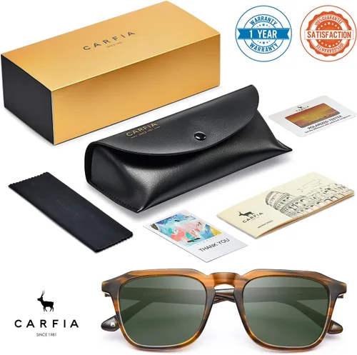 Vista 6 de CARFIA Gafas de sol cuadradas para hombre, polarizadas, retro, diseño de los años 60, acetato hecho a mano, protección UV400, lentes de sol geniales
