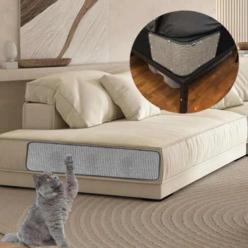 Vista 4 de Almohadilla rascador de sisal natural para gatos, protector de muebles de esquina para sofá, alfombrilla protectora para alfombras y sofás, muebles