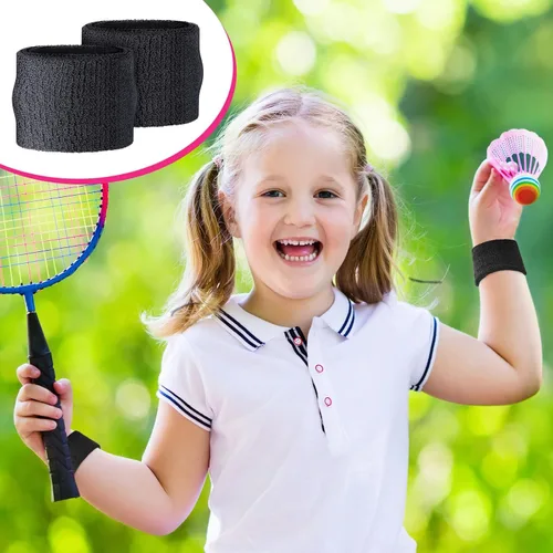 Vista 2 de Wettarn 6 muñequeras de 2 pulgadas para niños, muñequeras de tenis, gimnasia, bandas atléticas, muñequeras para niños, baloncesto, fútbol, fiesta