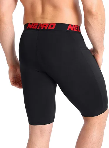 Vista 6 de NELEUS Paquete de 3 pantalones cortos de compresión para correr con bolsillos para hombre