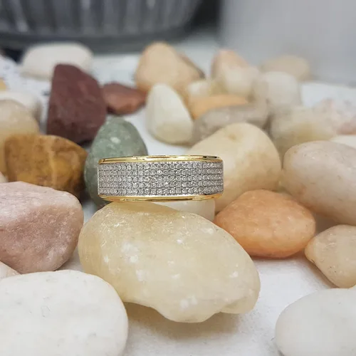 Vista 4 de Dazzlingrock Collection Round White Diamond 5 Row with Rectangular Grooves Micro-pave Anniversary Ring (0.40 ctw, Color I-J, Clarity I1-I3) in Gold