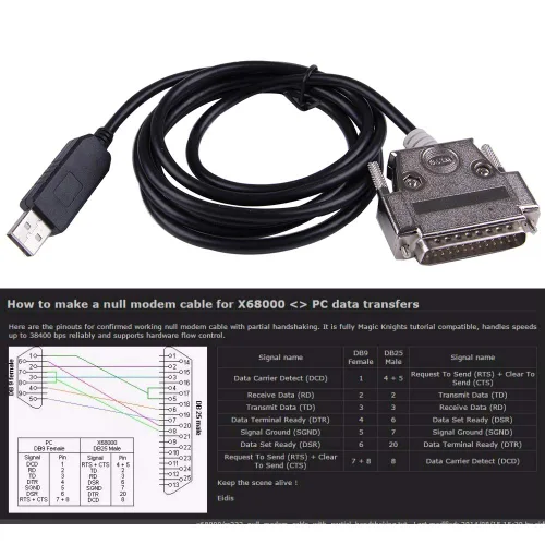 Vista 5 de USB a DB25 RS232 adaptador serial convertidor cable módem nulo para Sharp X68K X68000 PC Comunicar cable de programación