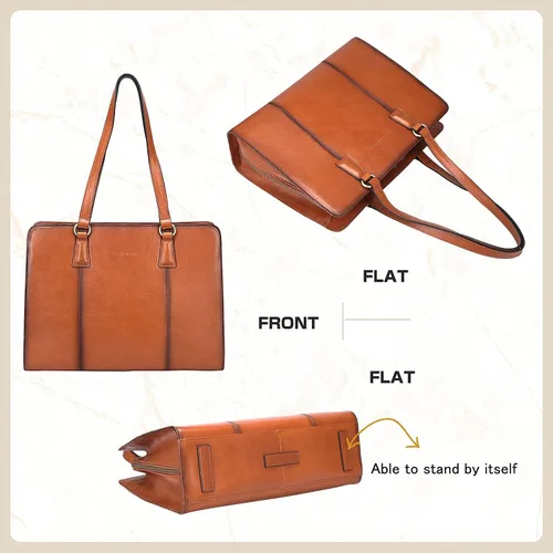 Vista 4 de Banuce Maletín de cuero italiano de grano completo para mujer, bolsos y bolsos de mano, Estilo 1