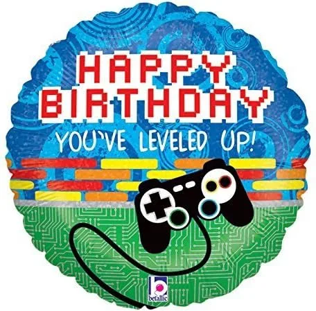 Vista 2 de Gamers Happy Birthday "You've Leveled Up!" Globos de Mylar (paquete de 3)