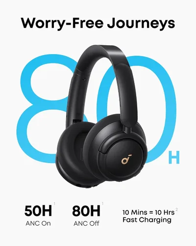 Vista 4 de Soundcore by Anker Q30 Auriculares híbridos con cancelación activa de ruido Negro azabache