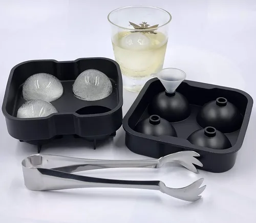 Vista 4 de Piedras de whisky de acero inoxidable, rocas para enfriar bebidas, bolas de hielo reutilizables de acero inoxidable con bandeja de bolas de hielo