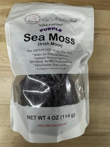 Vista 8 de Musgo marino púrpura – silvestre de Santa Lucía 4oz Hace ~50oz de gel de musgo marino 100% natural y crudo Apoya el bienestar diario, la piel