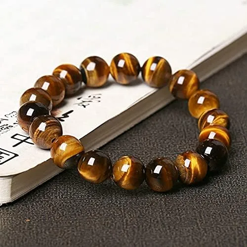 Vista 3 de HUYHOAT - Pulseras y brazalete de piedra natural 5A de ojo de tigre para mujeres y hombres, pulseras de cuentas de regalo, pulseras 7D3AI (0.630in)