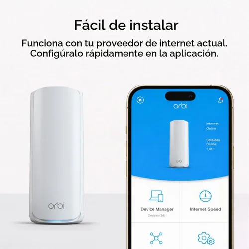 Vista 4 de NETGEAR Orbi 770 Series WiFi 7 Sistema de malla, hasta 8,000 pies cuadrados Hasta 11 Gbps, 100 dispositivos, fácil configuración, triple banda