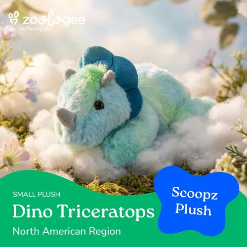 Vista 2 de The Petting Zoo Dinosaurio Triceratops - Peluche de peluche, regalos para niños, animales de dinosaurio Scoopz, juguete de peluche de dinosaurio