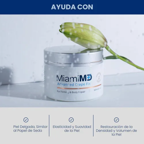 Vista 4 de Miami MD Advanced Crepe Fix – Crema antienvejecimiento reafirmante y tonificante para mujeres – Crema de borrado de crepé facial y cuello – Crema