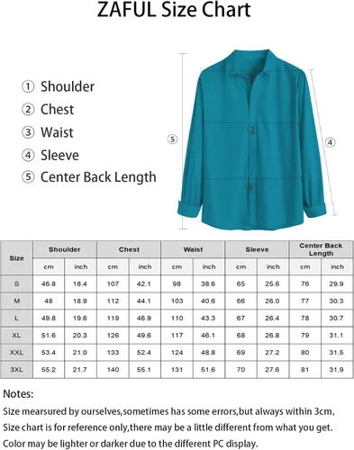 Vista 7 de ZAFUL Camisas de vestir elásticas y ajustadas para hombre, de manga larga, con botones, casual, de algodón