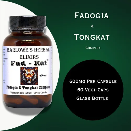 Vista 2 de Fad-Kat Fadogia Agrestis y Tongkat Ali 600 mg por cápsula Apoyo para el rendimiento atlético 60 cápsulas vegetales Sin estearatos