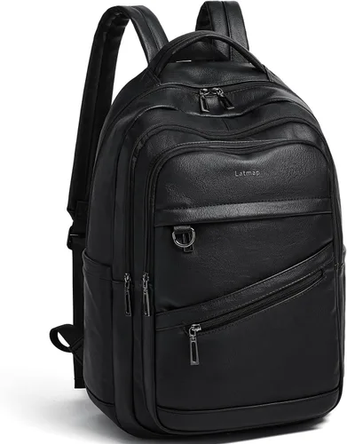 Vista 11 de LATMAP Mochila de 43L para mujeres y hombres - Mochila de cuero vegano, bolsa de viaje, maleta de mano, mochila universitaria, para trabajo