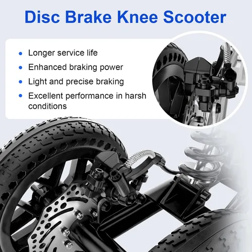 Vista 4 de BlessReach Patinete de rodilla plegable todo terreno - Andador de rodilla económico para lesiones en los pies, alternativa compacta a las muletas