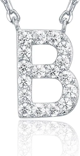 Vista 109 de PAVOI 14K White Gold Plated Cubic Zirconia Initial Necklace Letter Dainty Necklaces for Women