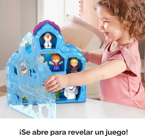 Vista 5 de Fisher-Price Little People - Juego de juguetes para niños pequeños Disney Frozen con castillo portátil, estuche de juego con figuras para juego