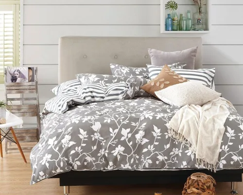 Vista 2 de Swanson Beddings Leafy Vines Floral - Funda de edredón reversible de algodón de 2 piezas y funda de almohada (tamaño individual XL)