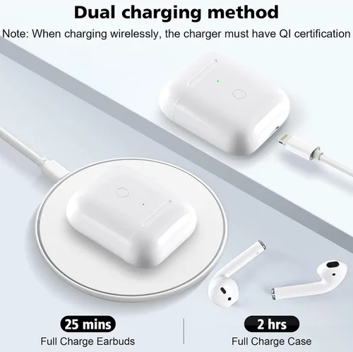 Vista 3 de Funda de carga inalámbrica compatible con AirPod 1 2, Air Pods 1 2, funda de cargador de repuesto con botón de sincronización de emparejamiento