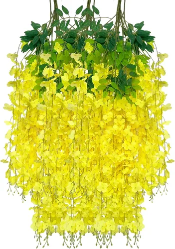 Vista 74 de Paquete de 5 guirnaldas de flores colgantes de glicina rosa, enredaderas de flores artificiales de 3.77 pies, glicinia falsa, guirnalda colgante