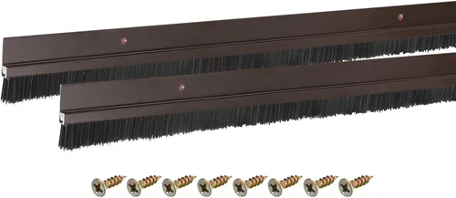 Vista 33 de uxcell 2 piezas barredor de cepillo inferior para puerta forma H base de aleación de aluminio con cepillo de nailon de 0.4 pulgadas para hogar