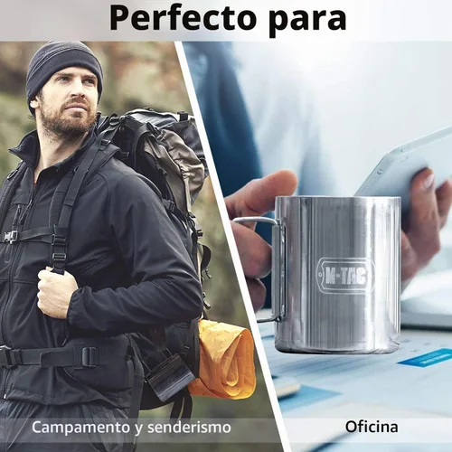 Vista 2 de M-Tac Taza de café de viaje de acero inoxidable de 13,6 oz con mango