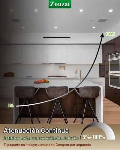 Vista 4 de zouzai juego de 12 luces LED empotrables cuadradas de 4 pulgadas para recortes redondos, luz descendente ultrafina de 5 CCT seleccionable y Blanco